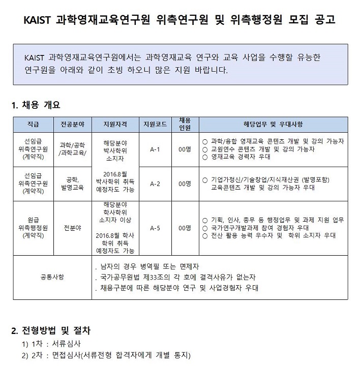 KAIST 과학영재교육연구원 연구원 및 행정원 초빙 공고문001.jpg